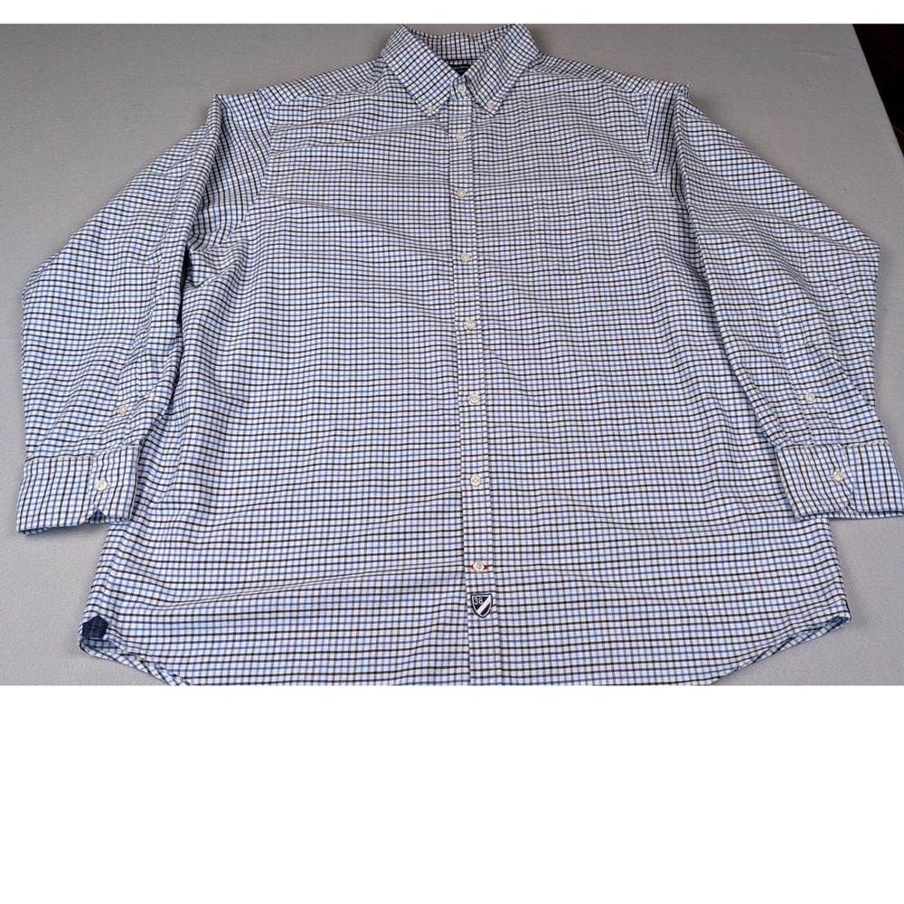 Cremieux Classics Mens 2XB Blue Check Button Down Shirt Long Sleeve Big & Tall